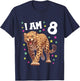 Kids 8 Years Old Leopard 8th Birthday T-Shirt - T-Shirt | Navy