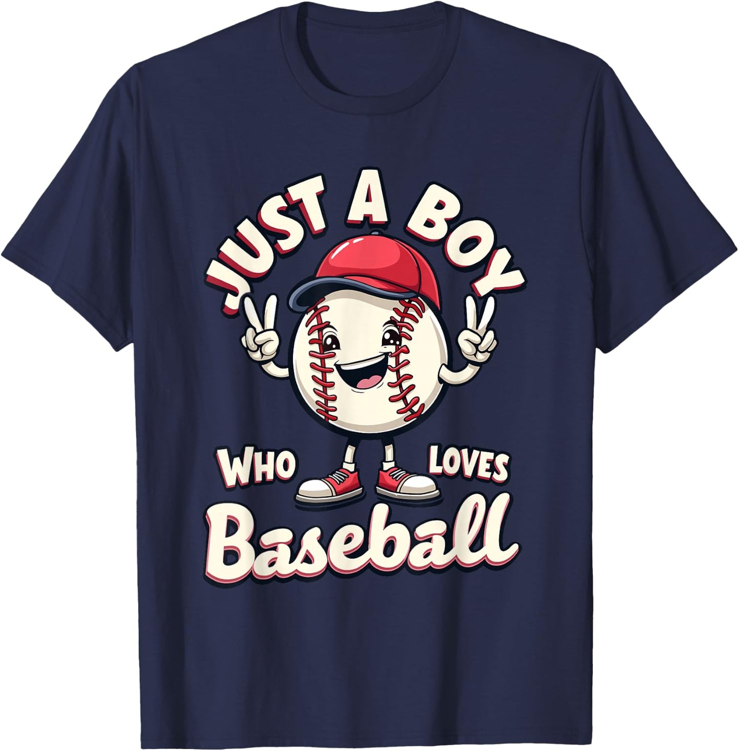 Baseball for Boys, Just A Boy Who Loves Baseball Player T-Shirt - T-Shirt | Navy