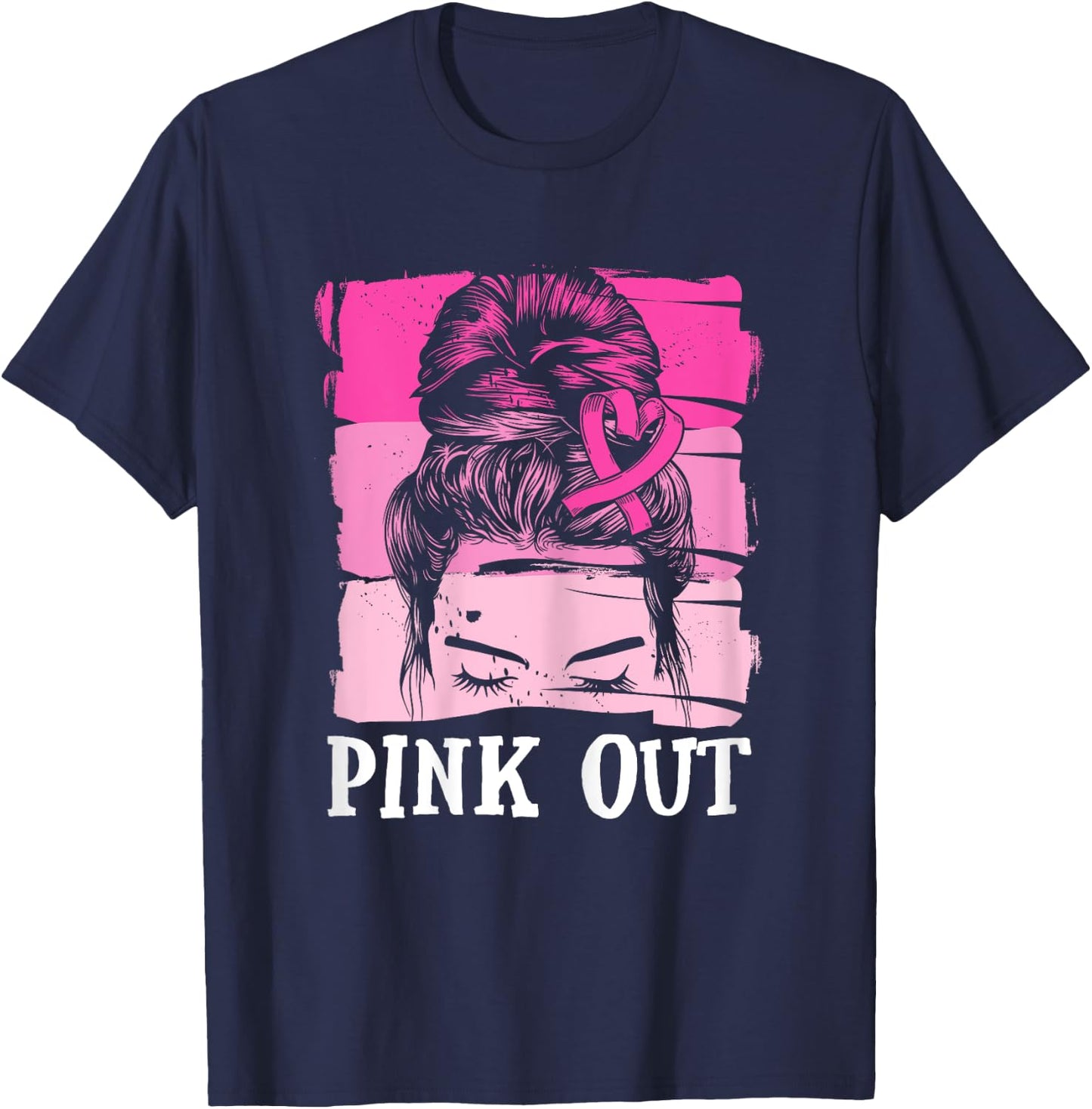 Pink Out Football Mom Mum Brustkrebs Krebs Kriegerin Pink T-Shirt - T-Shirt | Navy