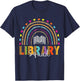 Library Squad Funny Rainbow Leopard School Librarian Teacher T-Shirt - T-Shirt | Navy