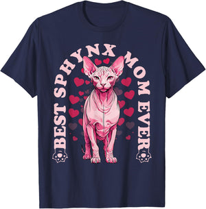 Best Sphynx Cat Mom Cute Kitten Hairless Sphinx Mother Funny Women Girls Kids T-Shirt - T-Shirt | Navy