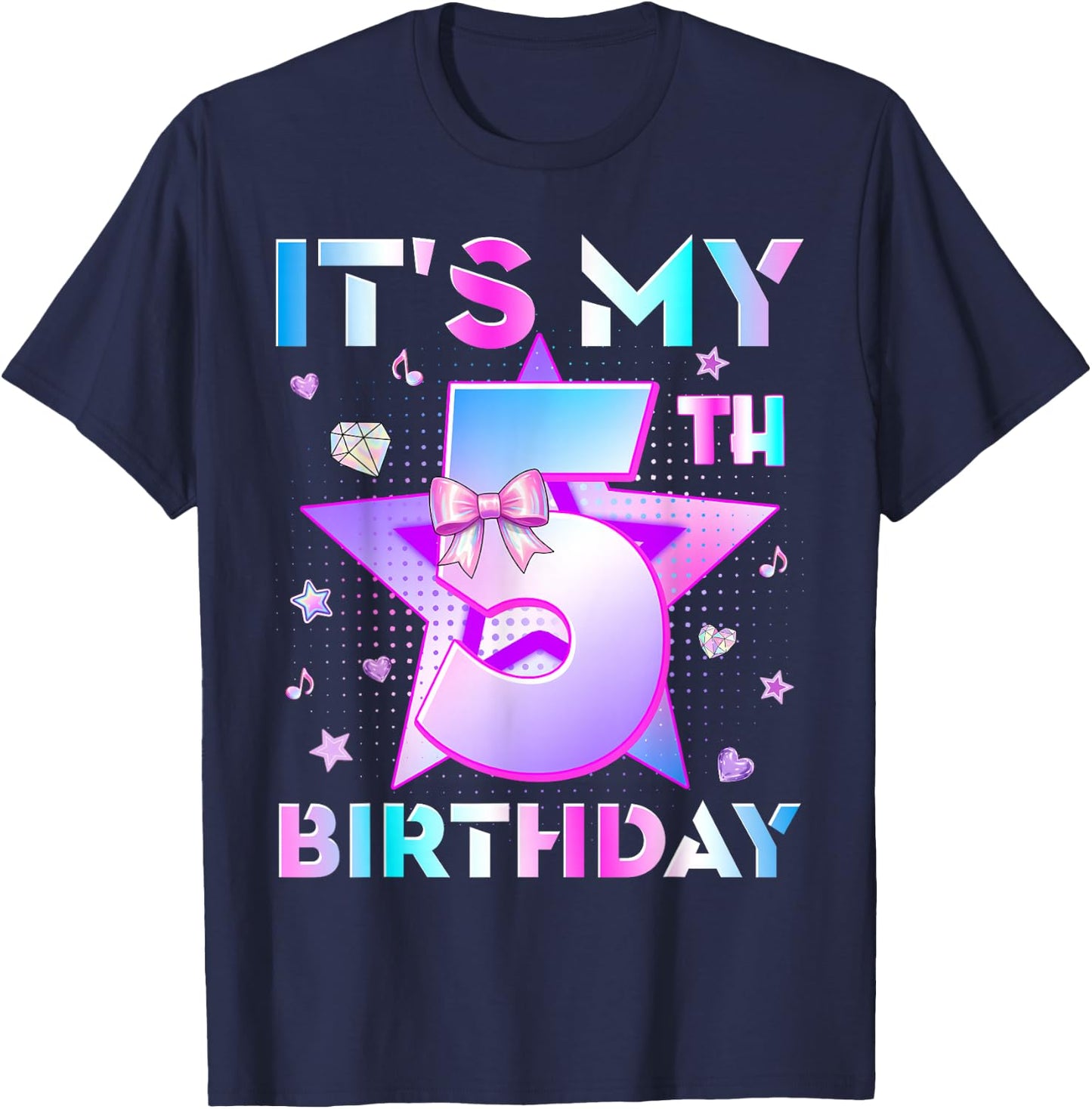 It's My 5th Birthday Kpop 5 Years Old Funny Birthday T-Shirt - T-Shirt | Navy