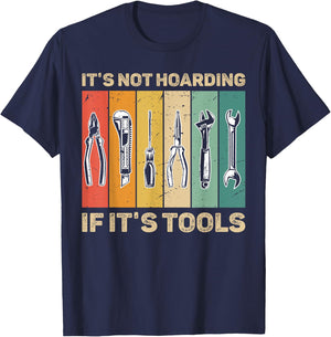 Handyman Vintage US Flag It's Not Hoarding If It's Tools T-Shirt - T-Shirt | Navy