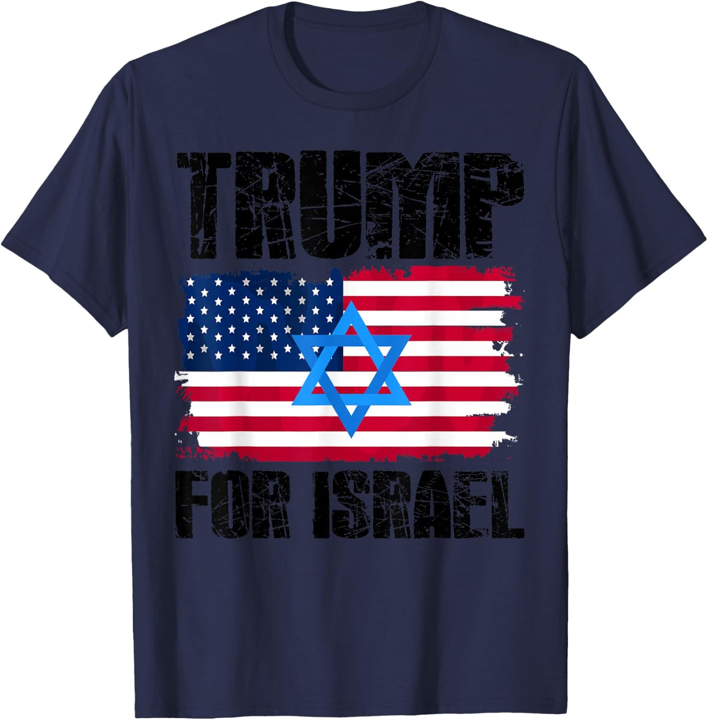 Trump for Israel American Jewish Flag Star of David , grey, S T-Shirt - T-Shirt | Navy