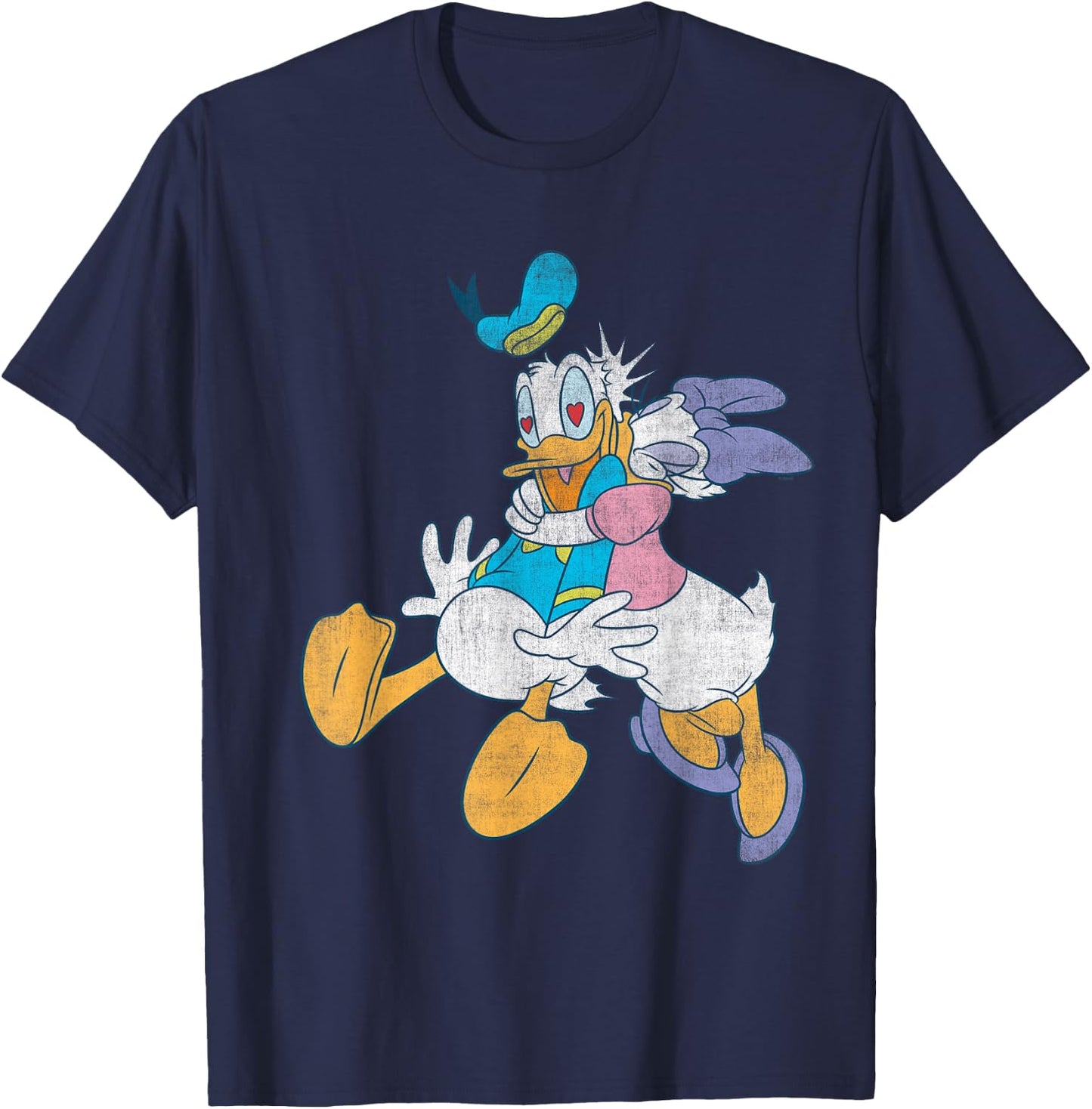 Donald Duck Daisy Kiss , Black, S T-Shirt - T-Shirt | Navy