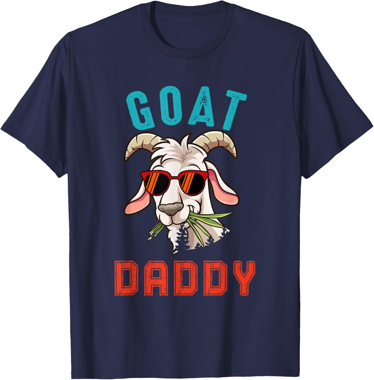 Vintage Goat Funny Daddy Cute Goat Sunglasses Farmer Family T-Shirt - T-Shirt | Navy
