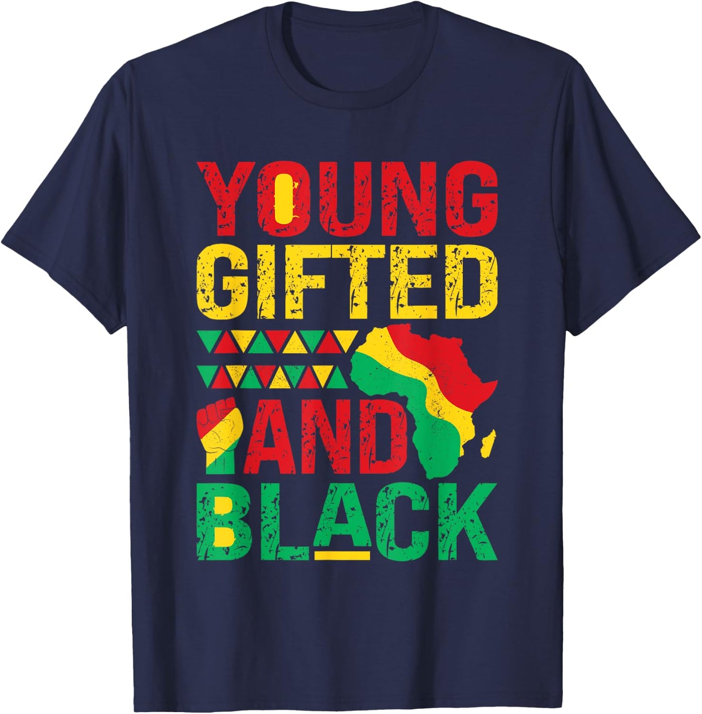 Young Gifted And Black Girls Kids Black History Melanin T-Shirt - T-Shirt | Navy