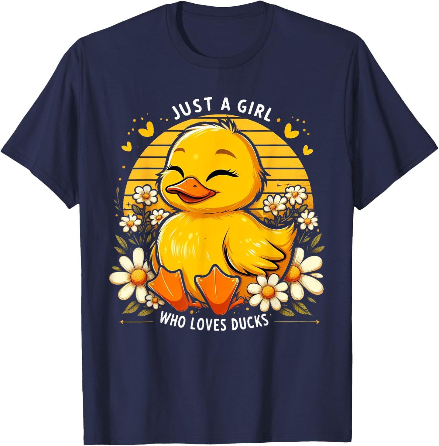 Just a Girl Who Loves Ducks Shirt Girl Cute Funny Duck Gifts T-Shirt - T-Shirt | Navy