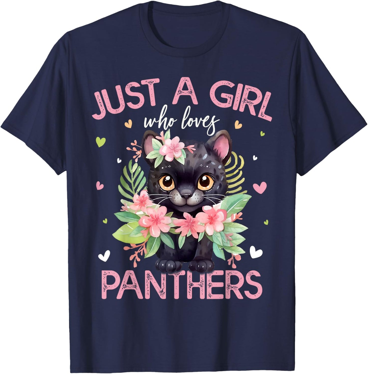 Just A Girl Who Loves Panthers Girls T-Shirt - T-Shirt | Navy