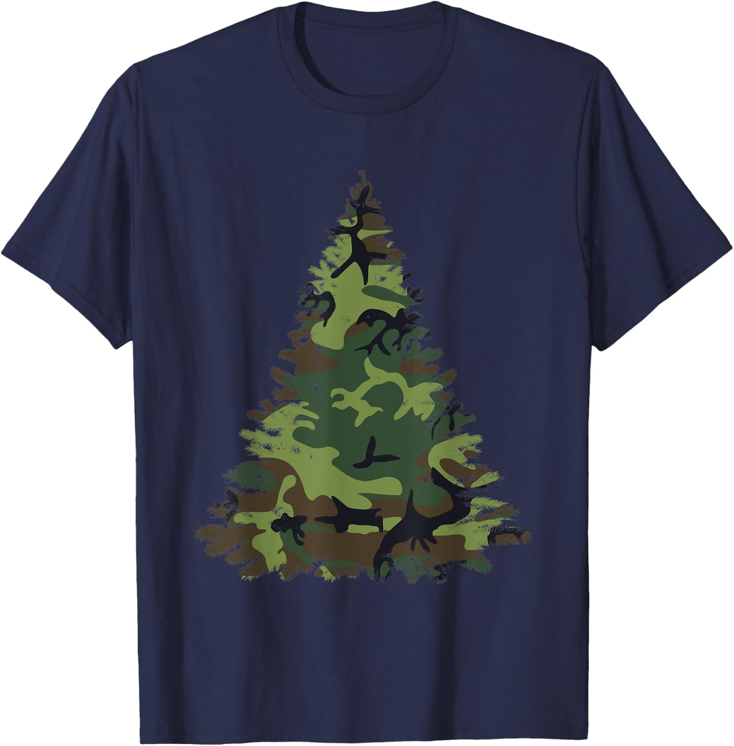 Camo Christmas Tree Camouflage Tree Shirt Veteran T-Shirt - T-Shirt | Navy
