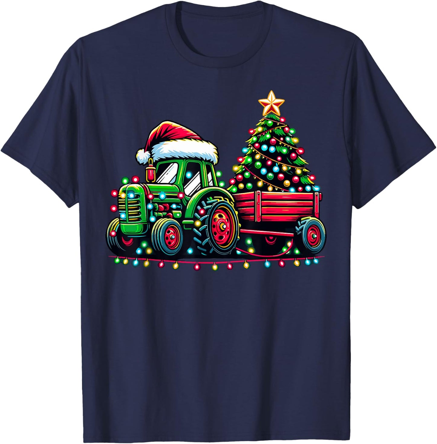 Christmas Tractor Boys Santa Xmas Farm Truck T-Shirt - T-Shirt | Navy