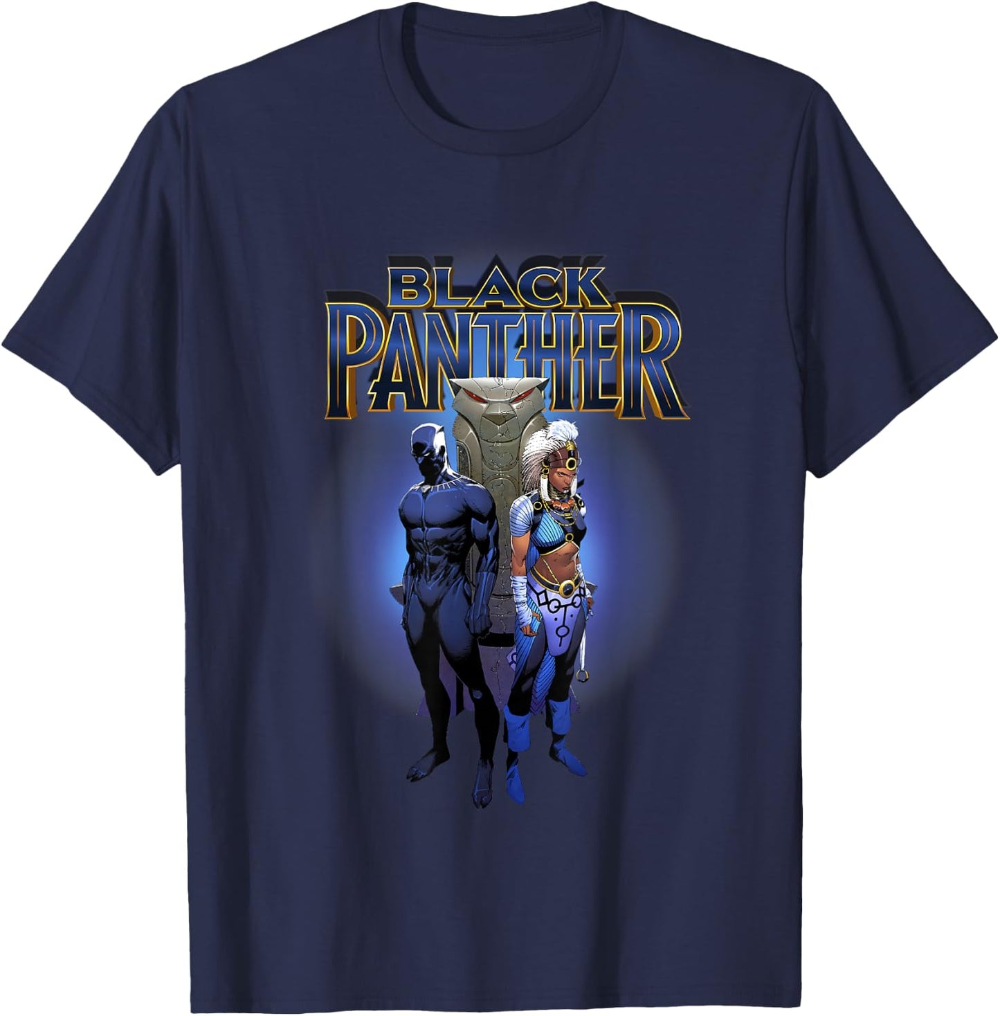 Marvel Comics Retro Classic Black Panther T'Challa & Shuri T-Shirt - T-Shirt | Navy
