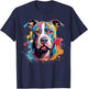 Colorful Splash Art Pitbull Dog T-Shirt - T-Shirt | Navy