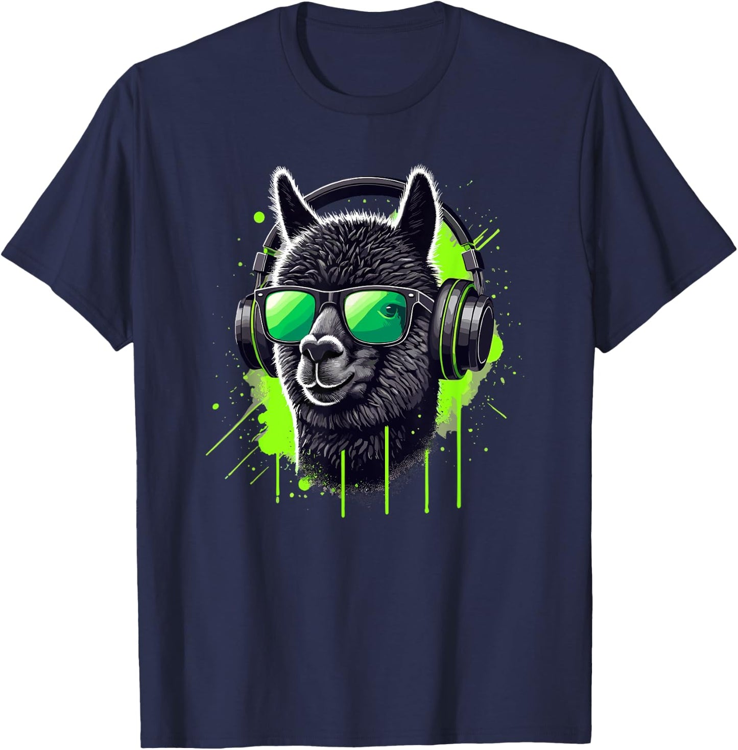 Alpaca Sunglasses Helmet Llama Llamas T-Shirt - T-Shirt | Navy