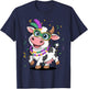Mardi Gras Cow Wearing Mardi Gras Costume Beads T-Shirt - T-Shirt | Navy