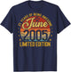 (ON Back) Retro Vintage June 2005 21-Year-Old 21st Birthday T-Shirt - T-Shirt | Navy