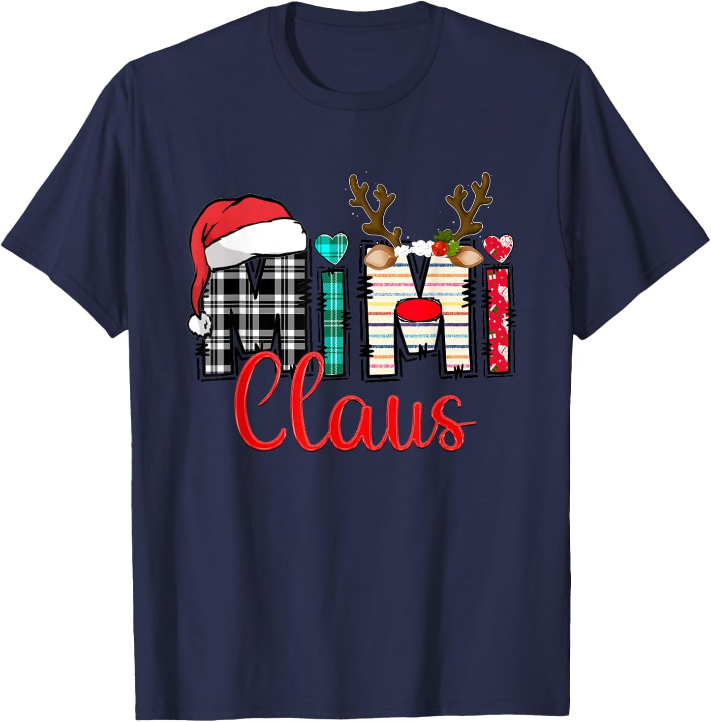 Mimi Claus Reindeer Christmas T-Shirt - T-Shirt | Navy