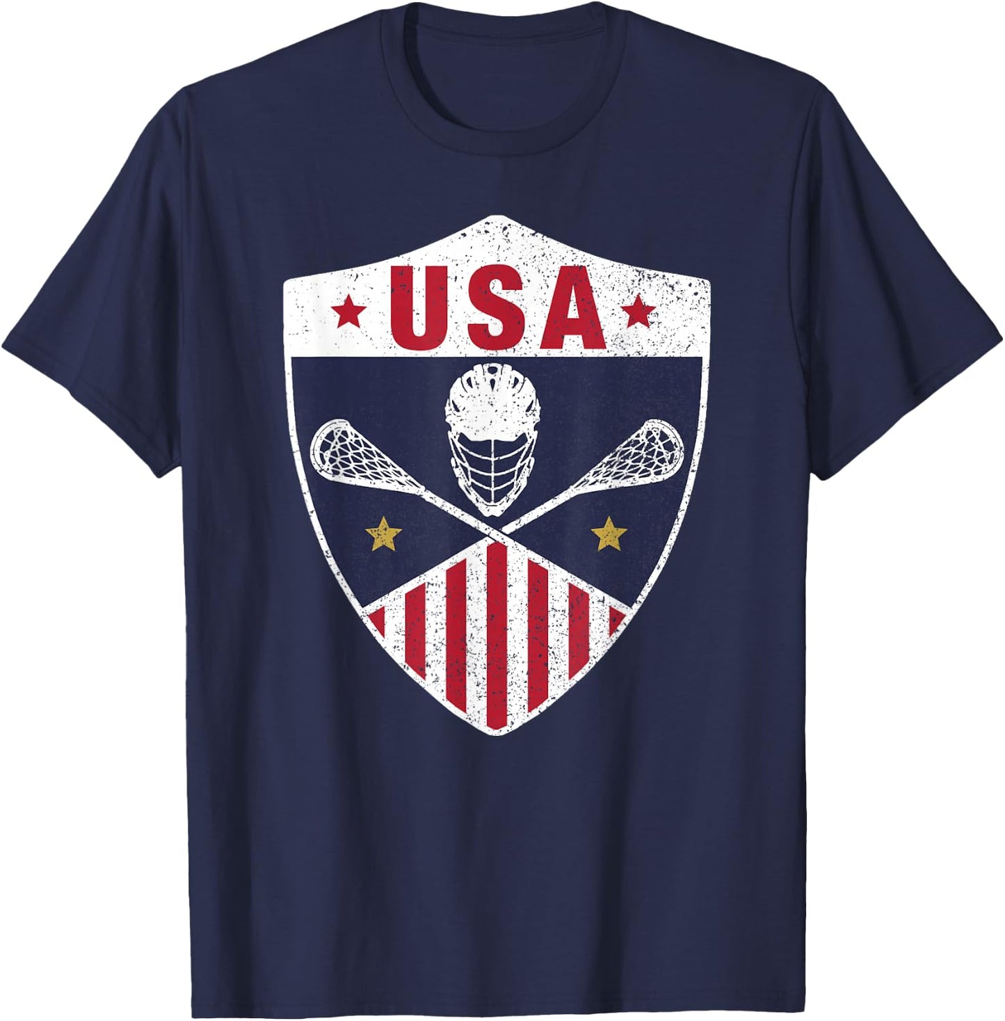 Retro America Lacrosse I Proud USA Lax Player Jersey T-Shirt - T-Shirt | Navy