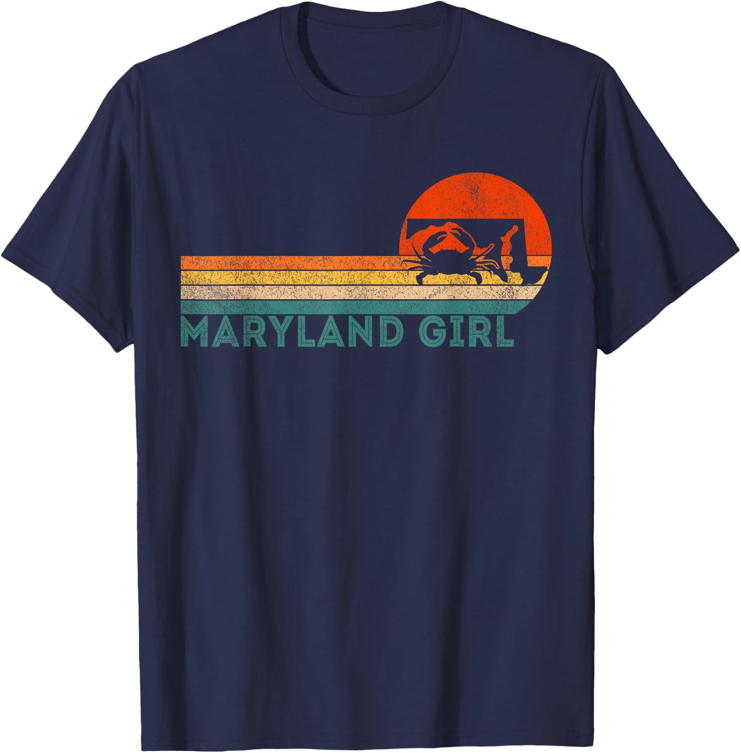Maryland Girl Maryland Crab Maryland Blue Crab Retro T-Shirt - T-Shirt | Navy