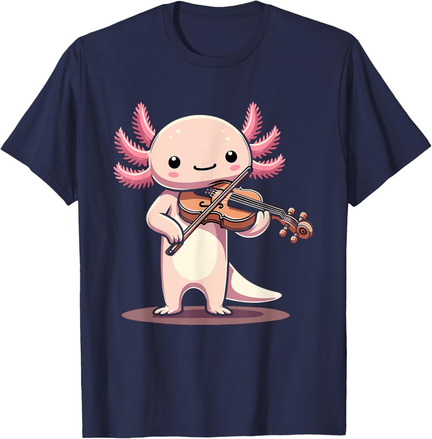 Cute Axolotl Playing Violin for Violinist Musical Orchestra T-Shirt - T-Shirt | Navy