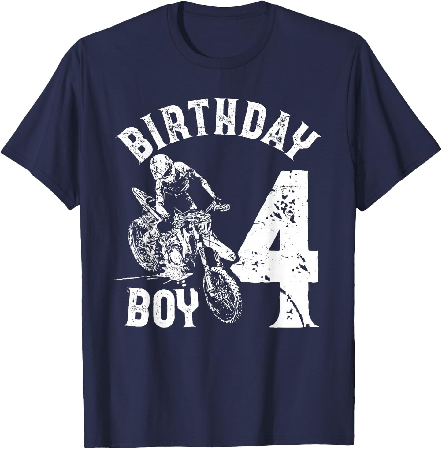 4 years old kid - Birthday boy - Dirt bike - Motorcycle T-Shirt - T-Shirt | Navy