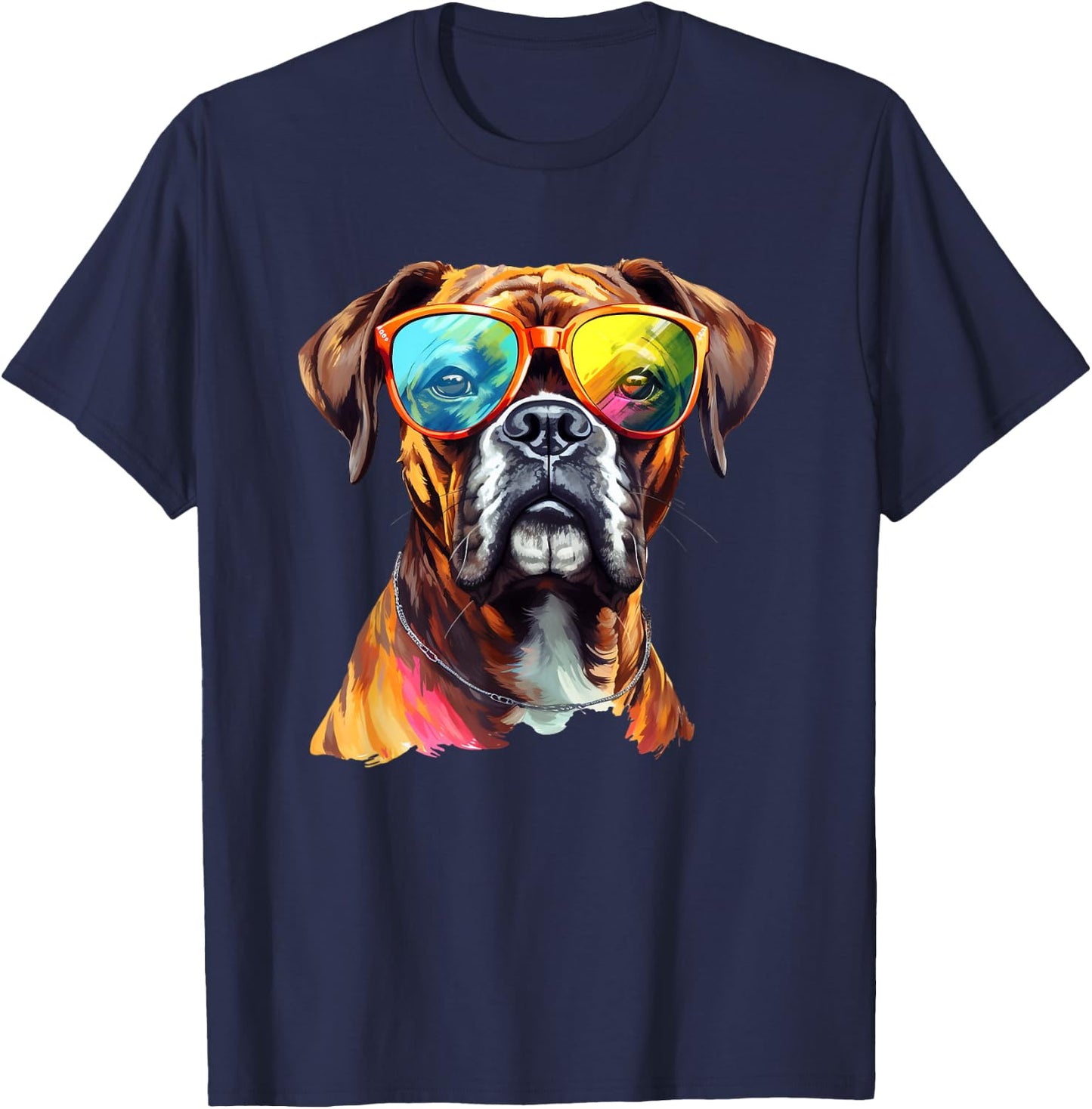 Boxer Hund mit Sonnenbrille Hundebesitzer Hunde Fans T-Shirt - T-Shirt | Navy