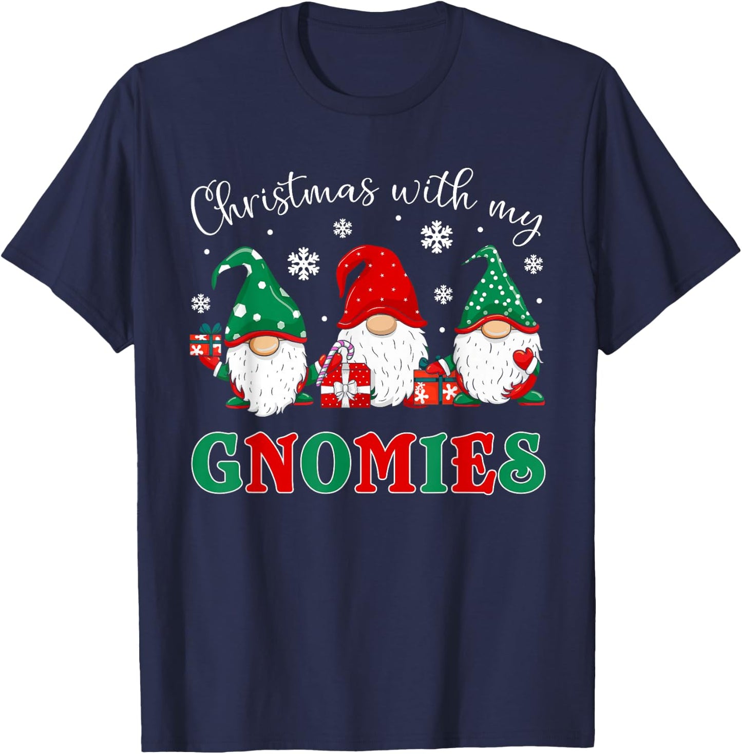 Christmas With My Gnomies Family Christmas Buffalo Plaid T-Shirt - T-Shirt | Navy