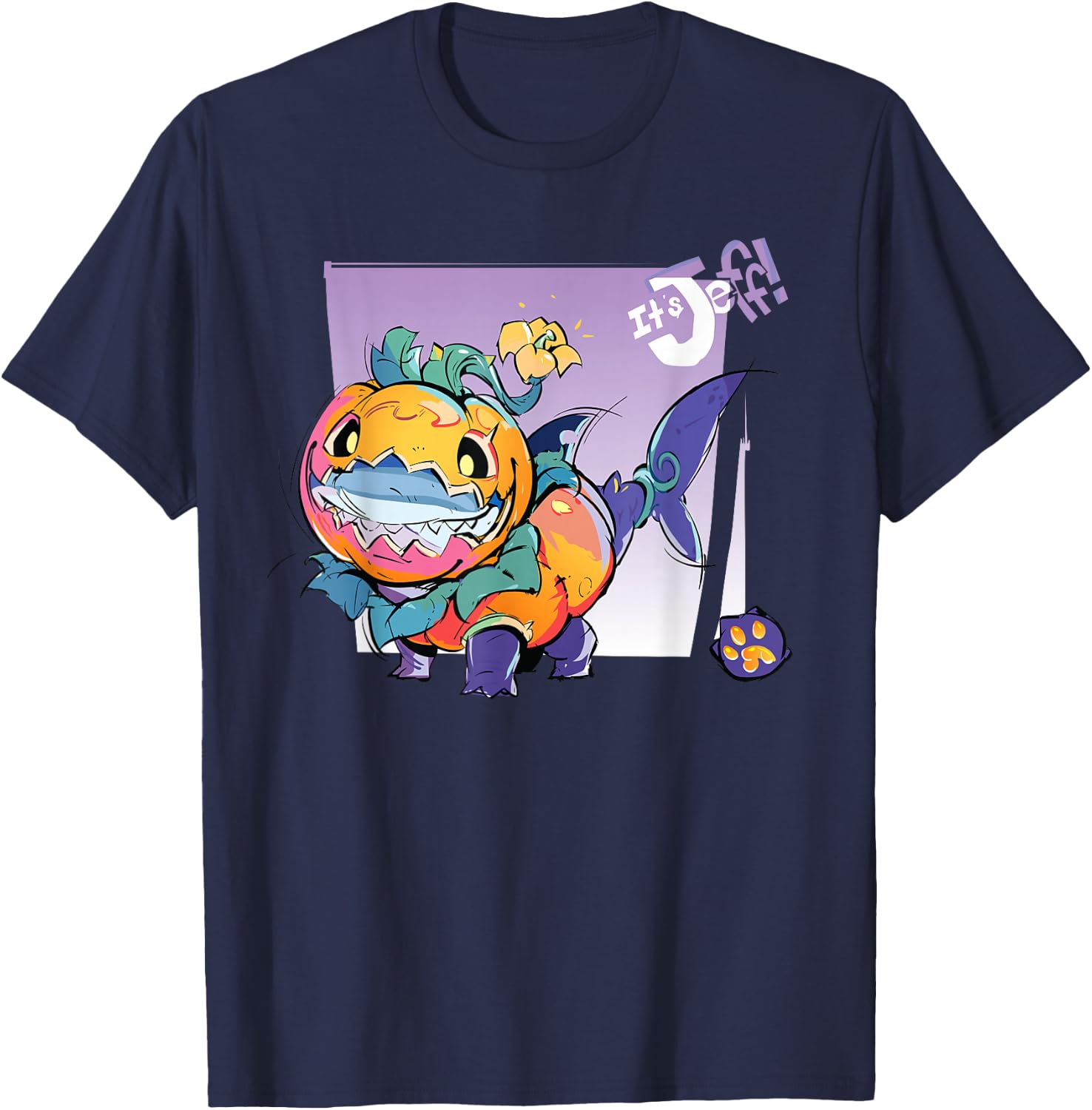 Marvel Rivals Jeff The Land Shark Halloween Jeff O'Lantern T-Shirt - T-Shirt | Navy