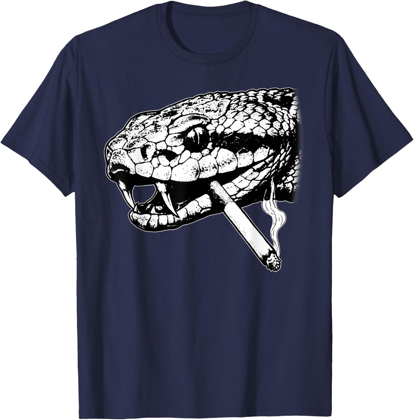 Snake Smoking Vintage 90s Cigarette Reptile Smoke T-Shirt - T-Shirt | Navy