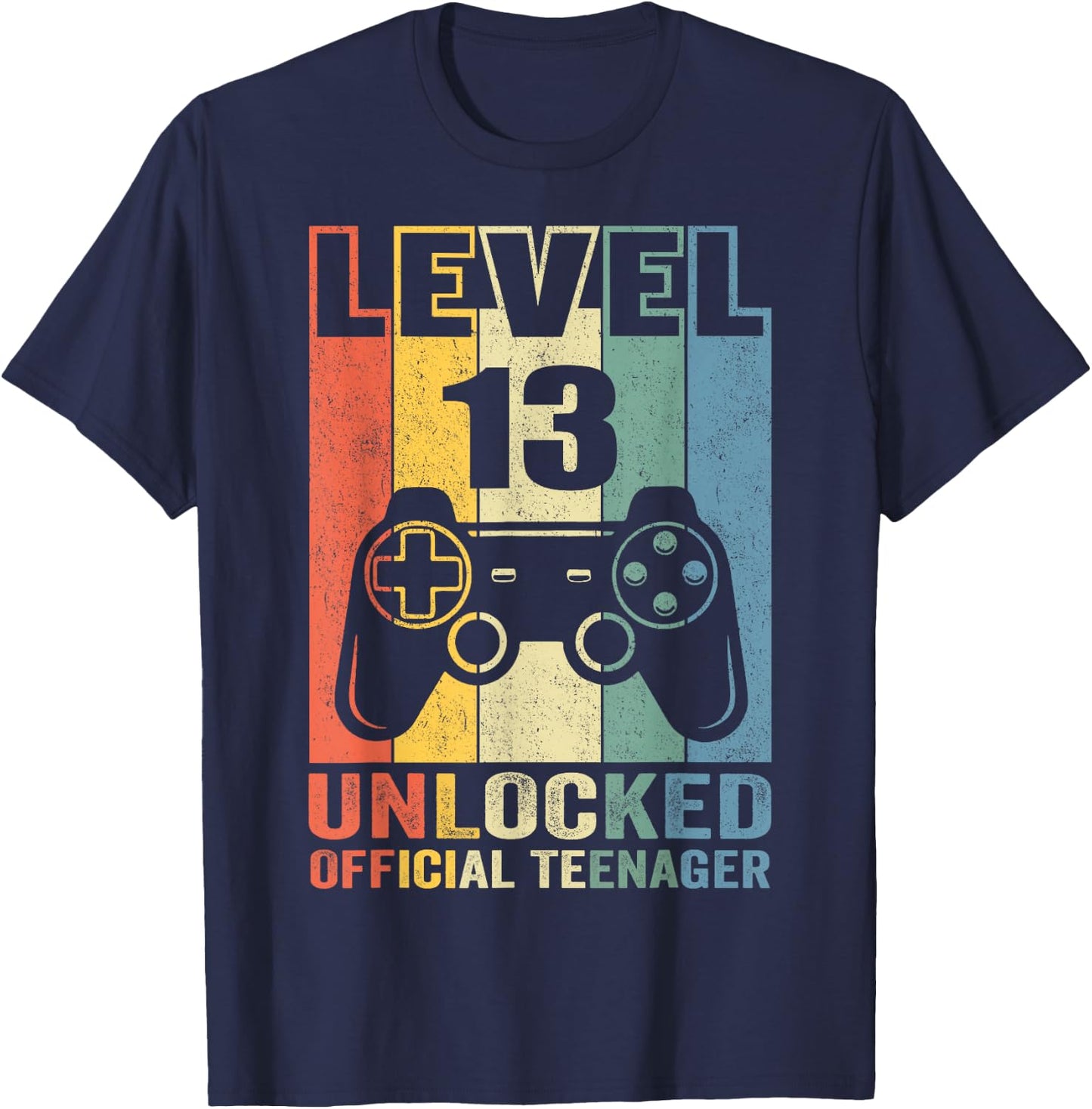 Official Teenager 13th Birthday Gift Level 13 Unlocked T-Shirt - T-Shirt | Navy