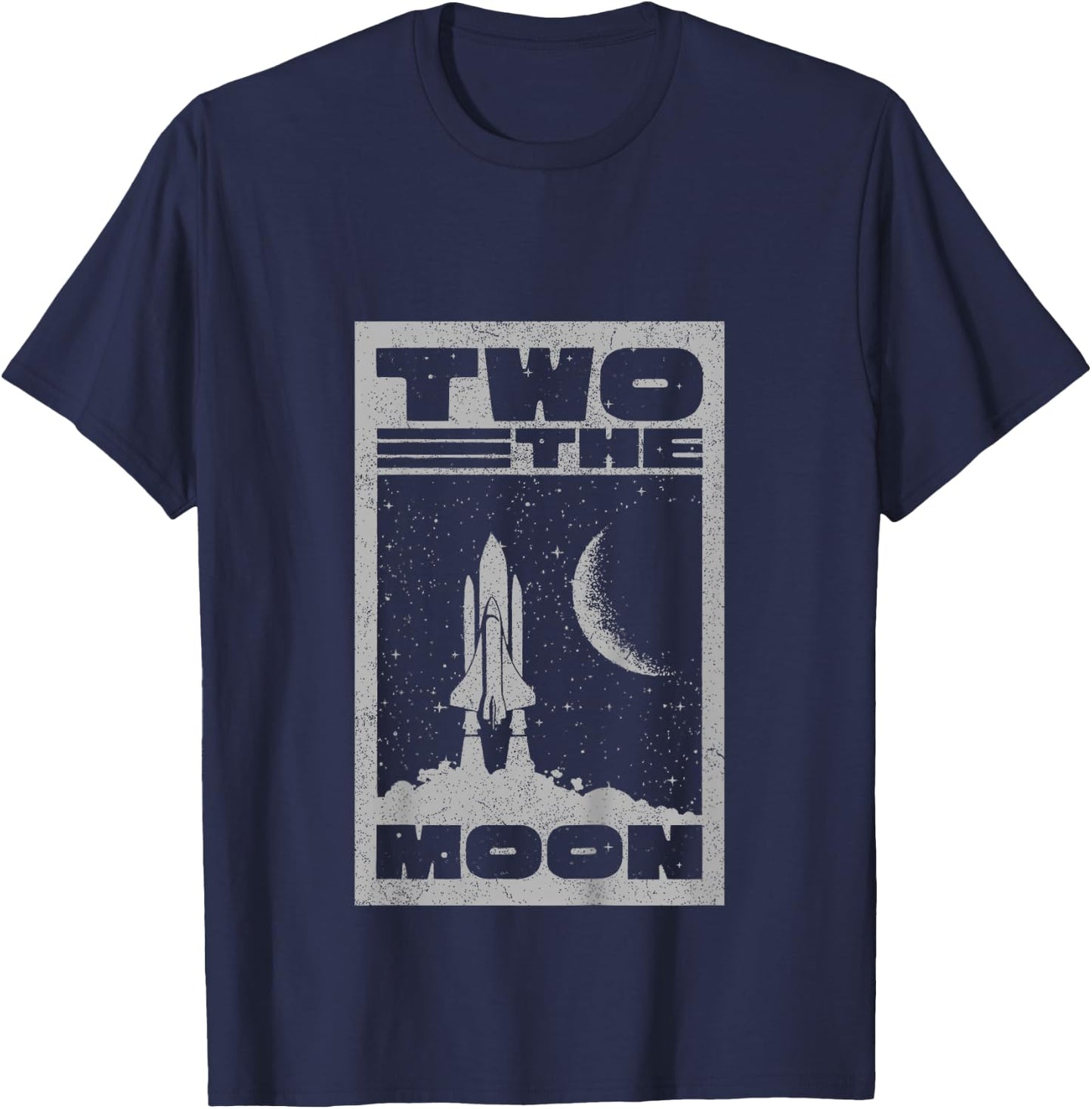 Vintage Retro Two The Moon 2 Year Old 2nd Birthday Party T-Shirt - T-Shirt | Navy