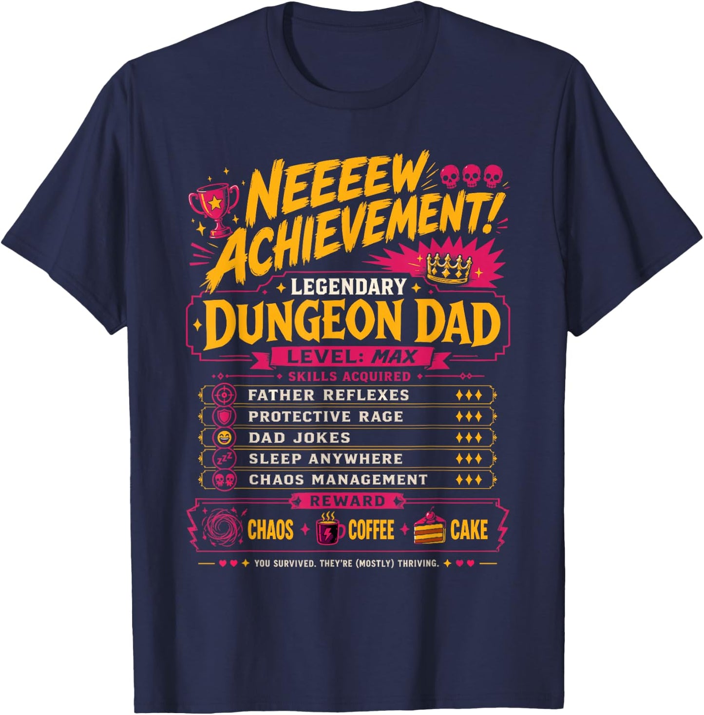 Happy Fathers Day Crawler New Achievement Gamer Dad USA T-Shirt - T-Shirt | Navy