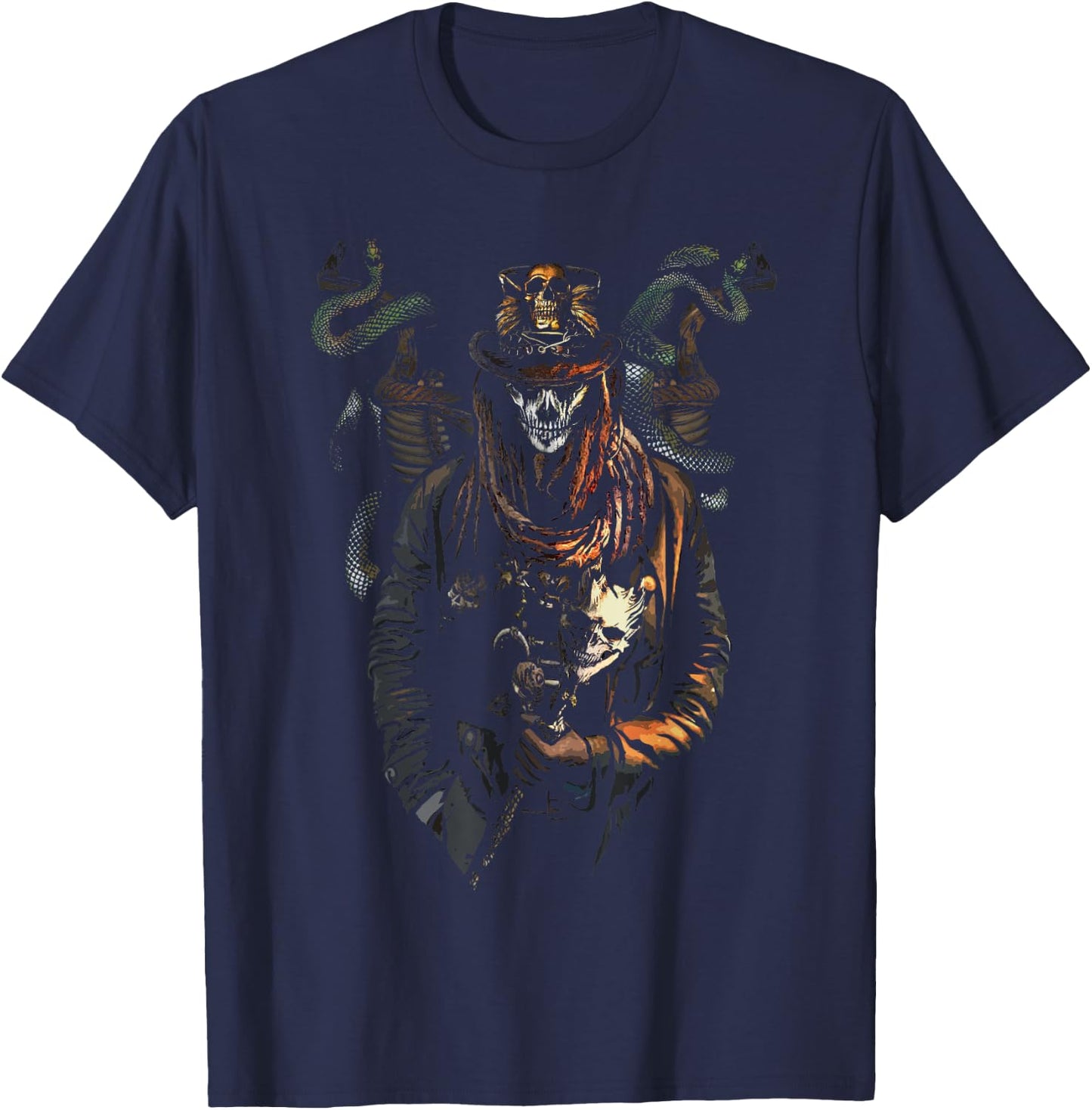 Voodoo Witch Doctor skulls Horror Scary Creepy Halloween T-Shirt - T-Shirt | Navy