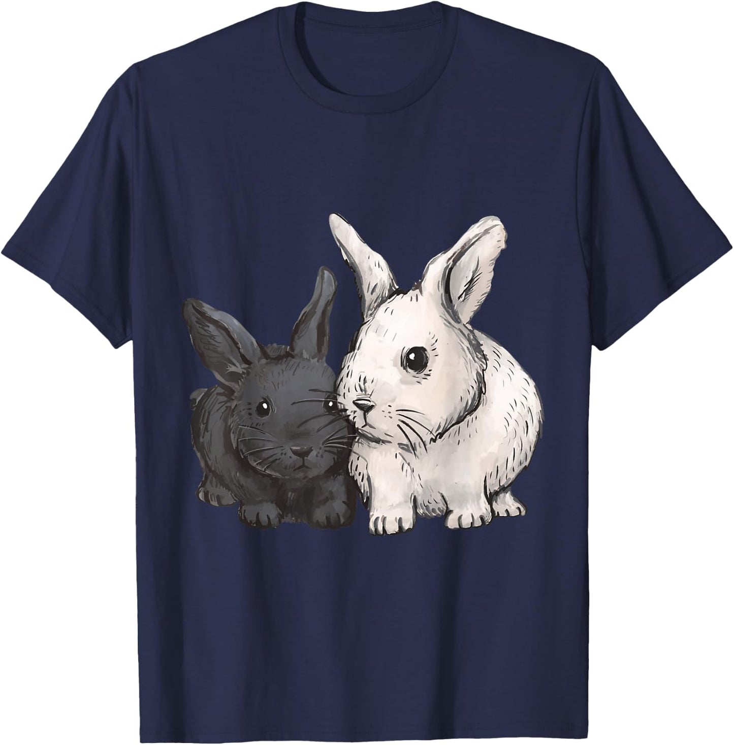 Rabbit Animal Print , black T-Shirt - T-Shirt | Navy