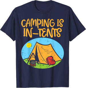 Camping Is In Tents Funny Pun Intense Camper Men Women Kids T-Shirt - T-Shirt | Navy