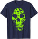 Halloween Neon Green Skull Bat Distressed T-Shirt - T-Shirt | Navy