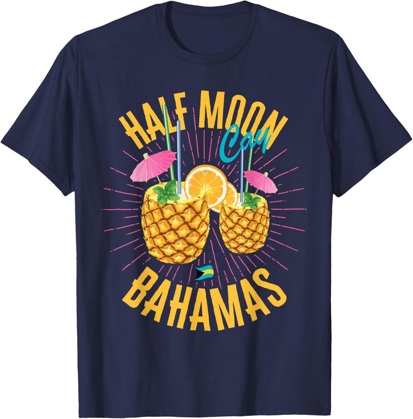 Half Moon Cay Bahamas Flag Cruise Vacation Bahamian T-Shirt - T-Shirt | Navy