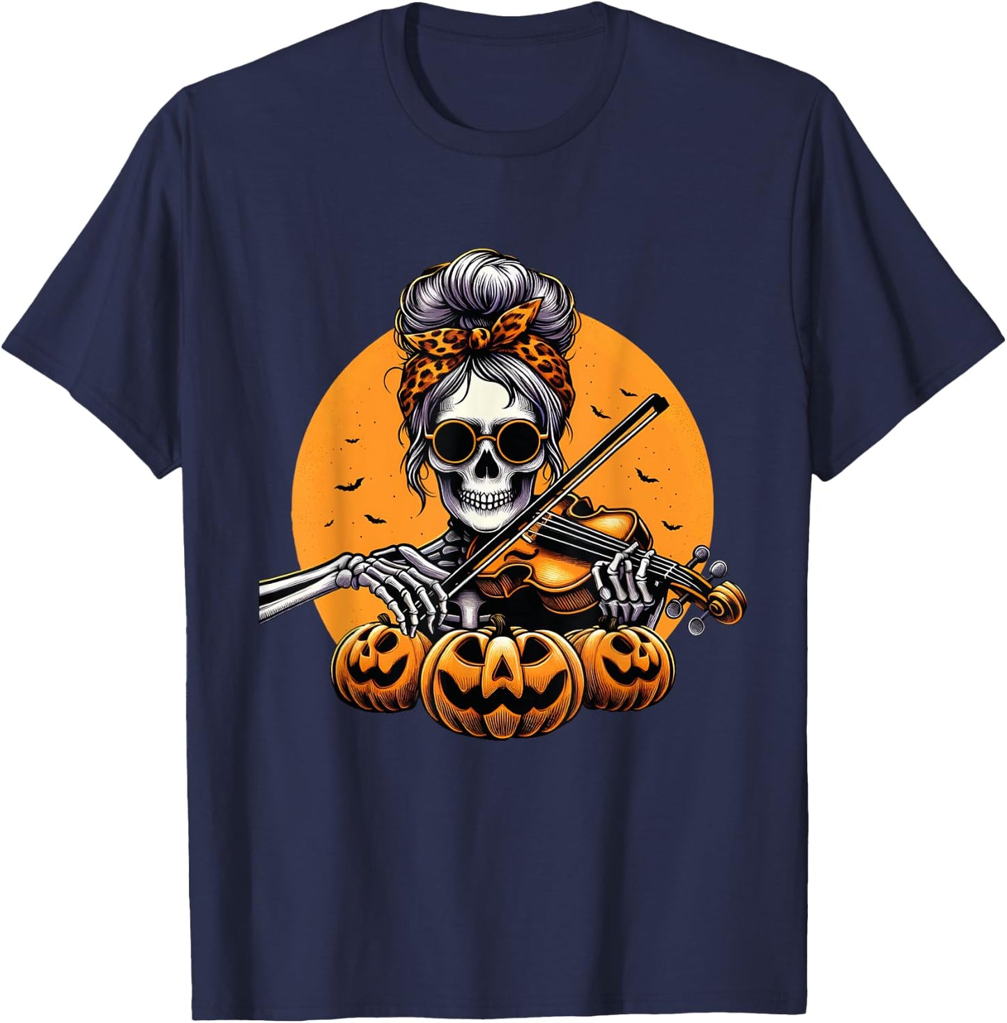 Skeleton Violin Player Halloween Costume Violinist Musician T-Shirt - T-Shirt | Navy