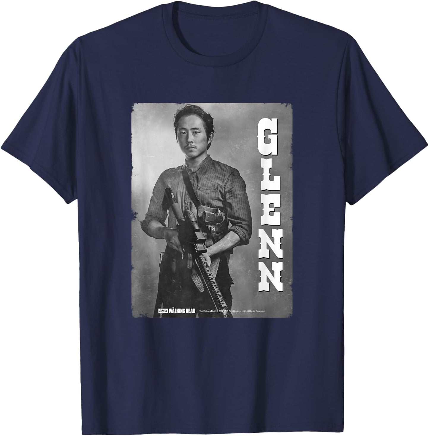 The Walking Dead Glenn Silver Portrait T-Shirt - T-Shirt | Navy