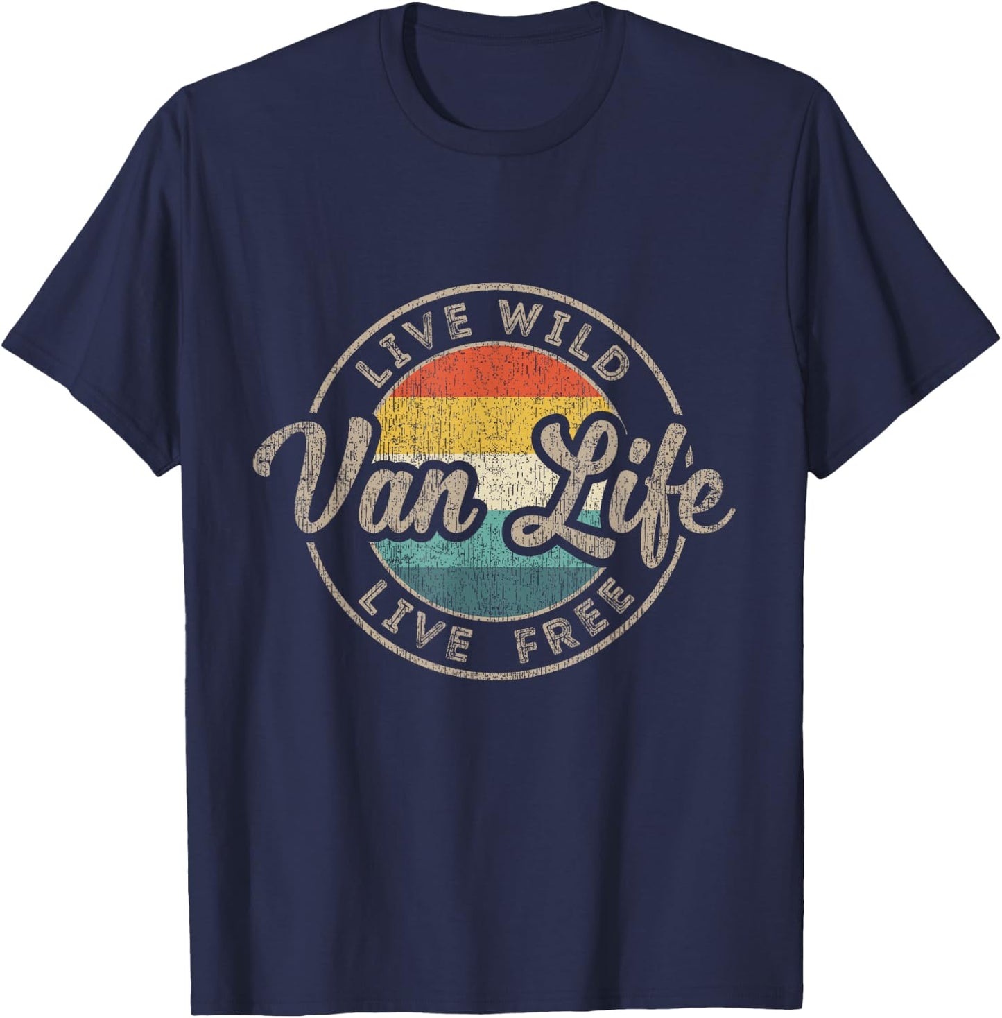 Van Life Clothing Retro Vintage Van Resident Vanlife Nomads , black T-Shirt - T-Shirt | Navy