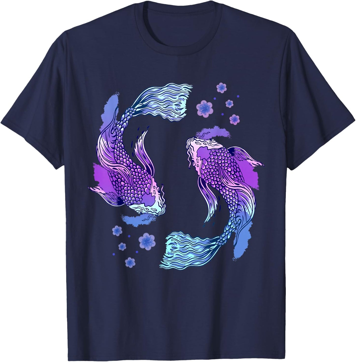 Koi Asian Carp Japanese Koi Carp Japan Pond Yin Yang Fish T-Shirt - T-Shirt | Navy