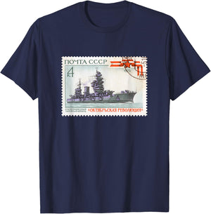October Revolution Postmark SOVI8 Vintage Propaganda. T-Shirt - T-Shirt | Navy