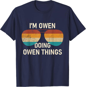 I'm Owen Doing Owen Things Retro Sunglass Personalized T-Shirt - T-Shirt | Navy