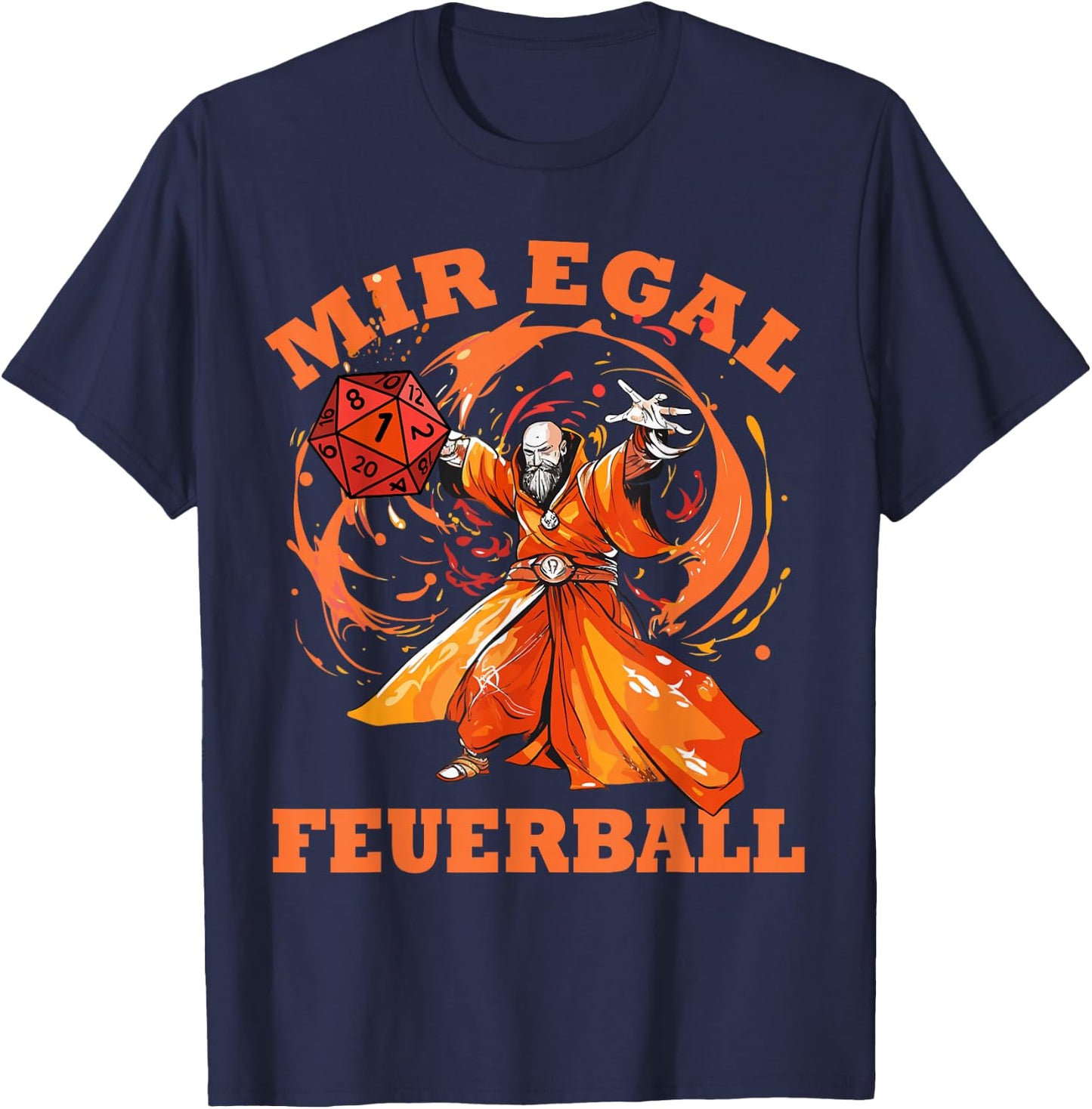 Rollenspiel Designs Lustig Hoch 5 - Magier wirft Feuerball - Mir Egal Feuerball Zauberer (Schwarz, S, Halbarm, -Jugendliche) T-Shirt - T-Shirt | Navy