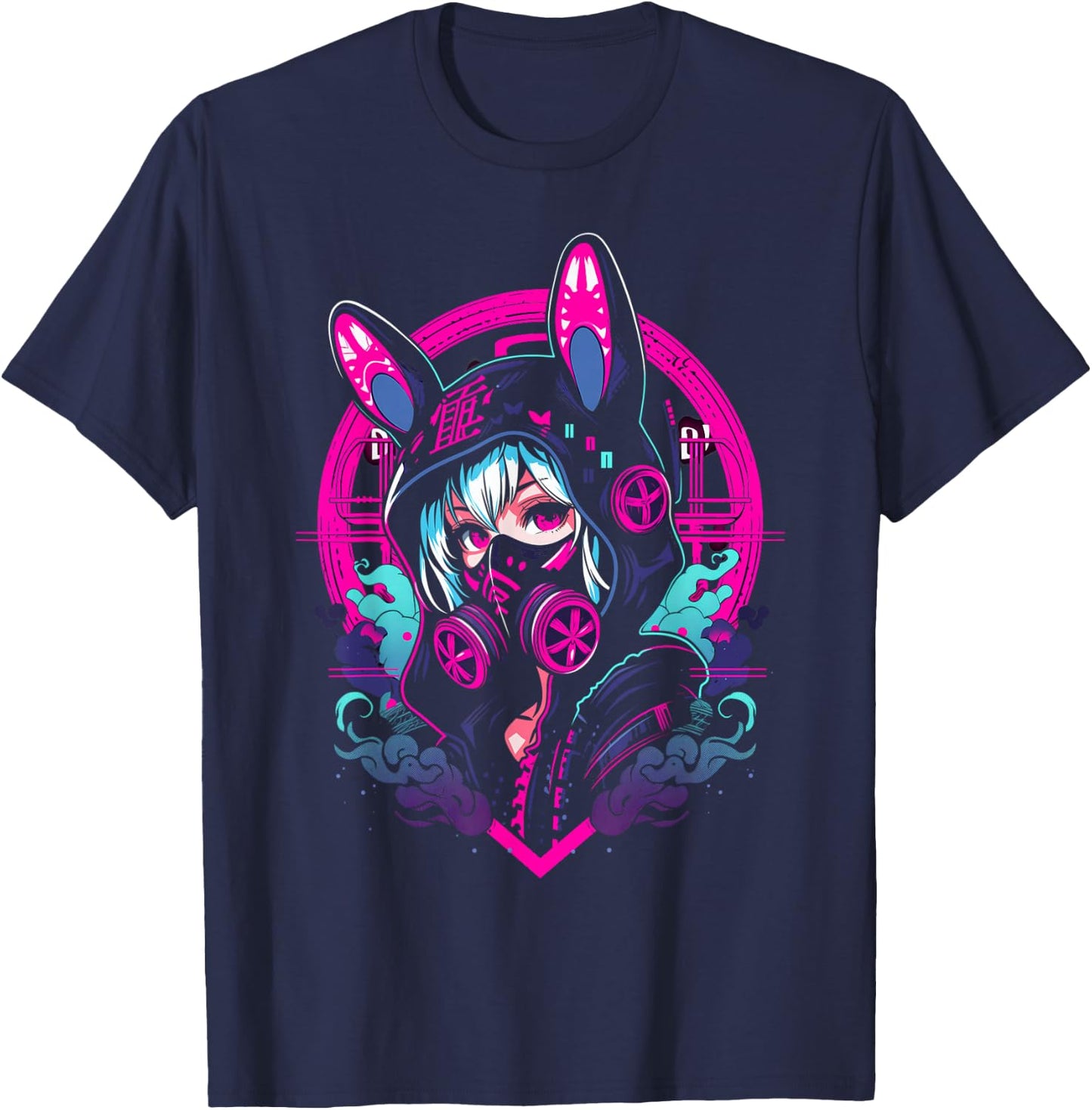 Anime Manga Cyberpunk Aesthetic Techwear Harajuku | Bunny T-Shirt - T-Shirt | Navy