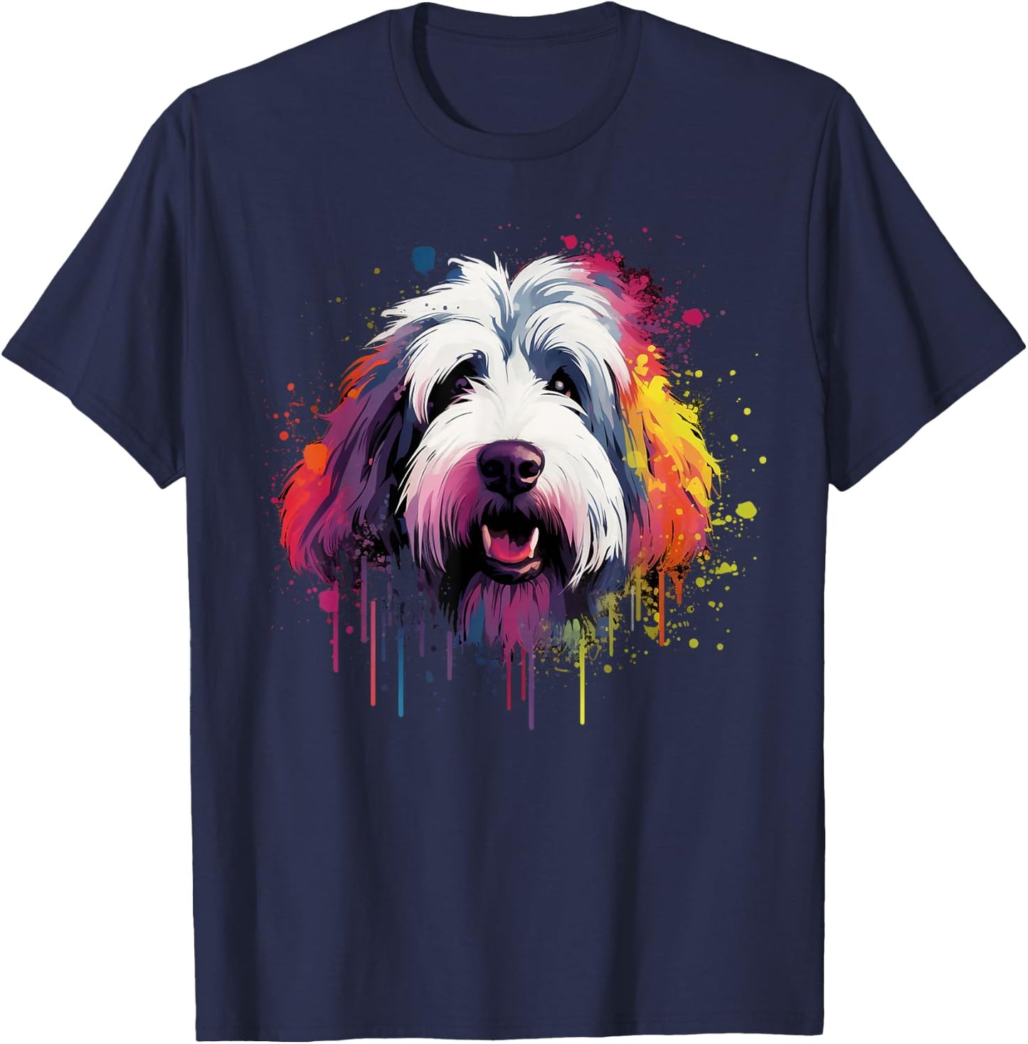 Cute Old English Sheepdog T-Shirt - T-Shirt | Navy
