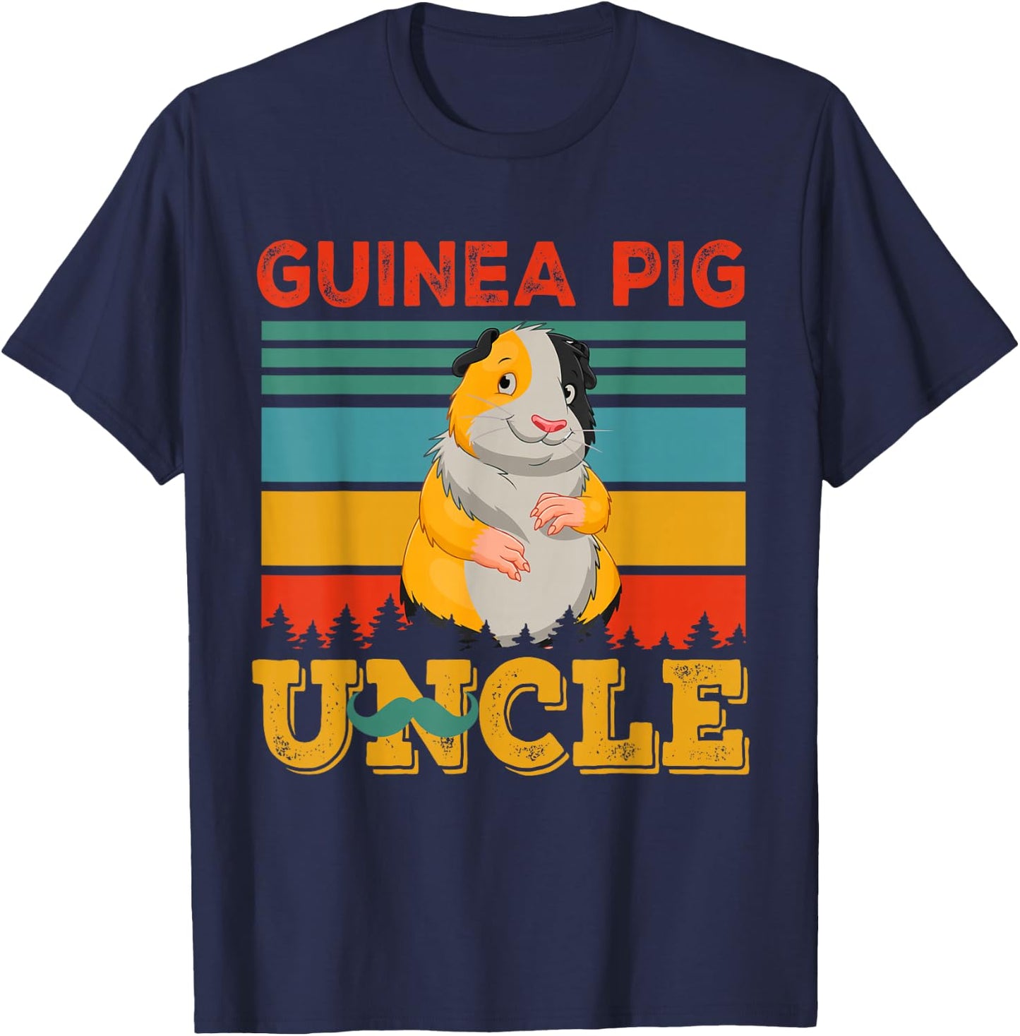 Vintage Retro Guinea Pig Uncle Matching Rodent Lover Family T-Shirt - T-Shirt | Navy
