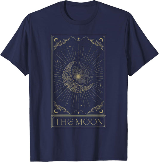 The Moon Tarot Card Half Moon Gothic Witchcraft Witchy T-Shirt - T-Shirt | Navy