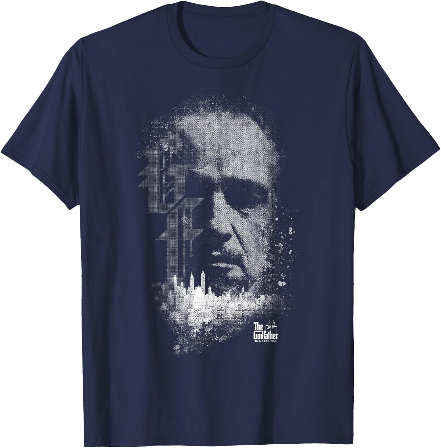 The Godfather Vito Corleone Head City Skyline Silhouette T-Shirt - T-Shirt | Navy