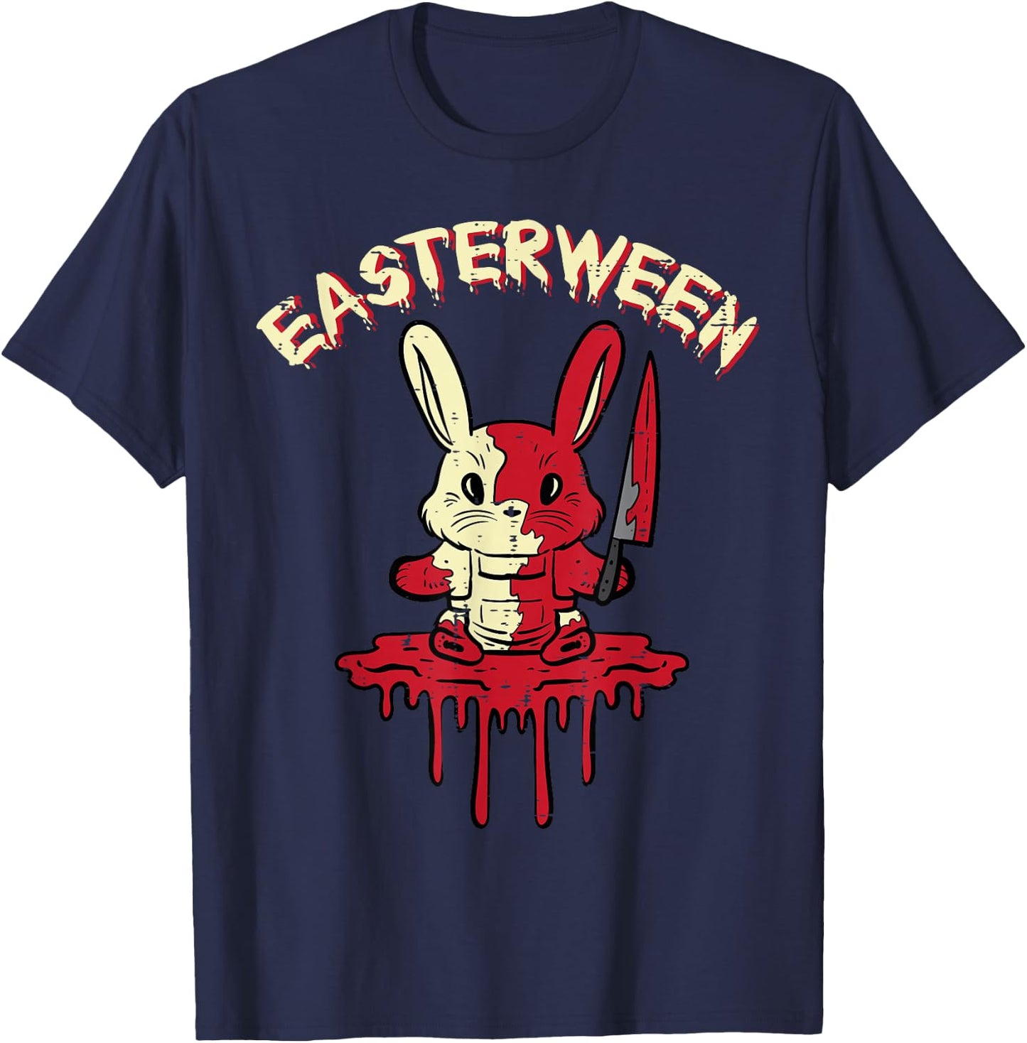 Easterween Bloody Bunny Easter Halloween Rabbit Men Women T-Shirt - T-Shirt | Navy
